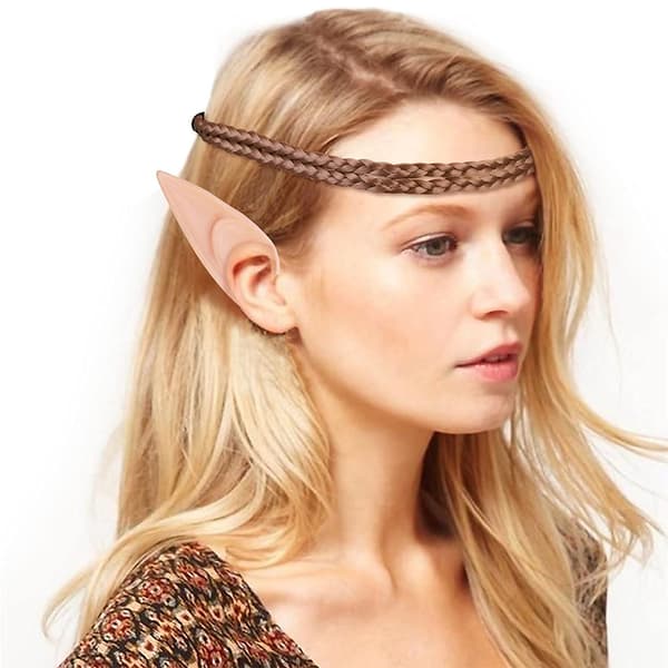 Latex Elverøre Pixie Udklædningskostume Blød Blonde Goblin Fe Gold+brown