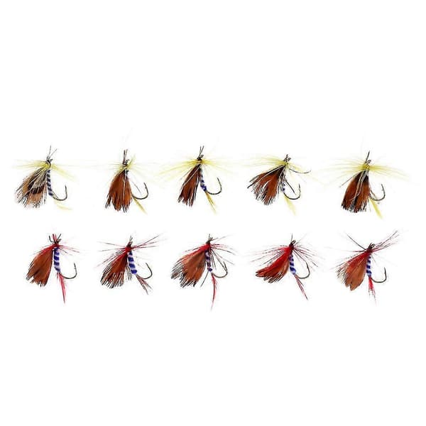 10 stk. fluefiskeri lokkemad fluer bas laks ørred insekter agn flydende fluer