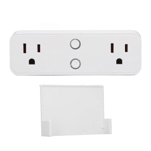 Dobbel Smartplugg WiFi Bluetooth-uttak Kompakt Kompatibel for Google Home Stemmestyring med Hylle 100-240V