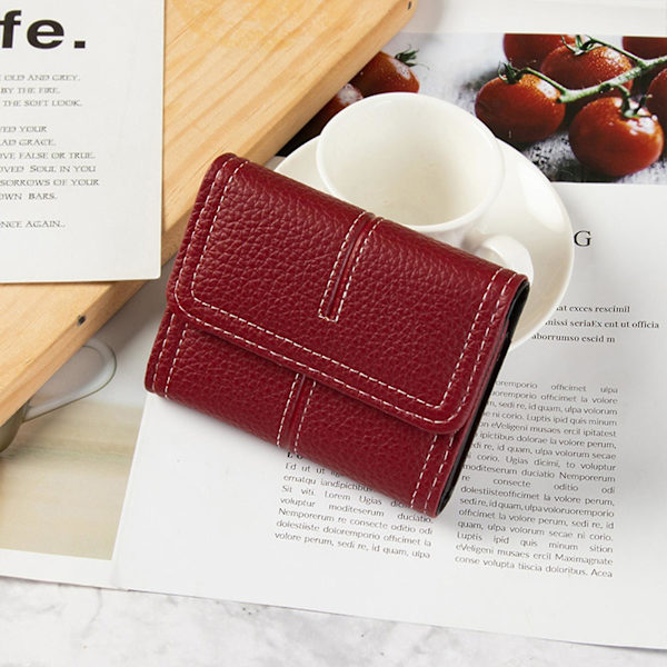 Kreditkortshållare Bärbar Bekväm mjukt konstläder Multi Pocket Dam Kortförvaringspåse Kontorsanvändning Mengxi Wine Red