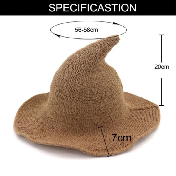 Halloween Heksehat i Fårull Khaki
