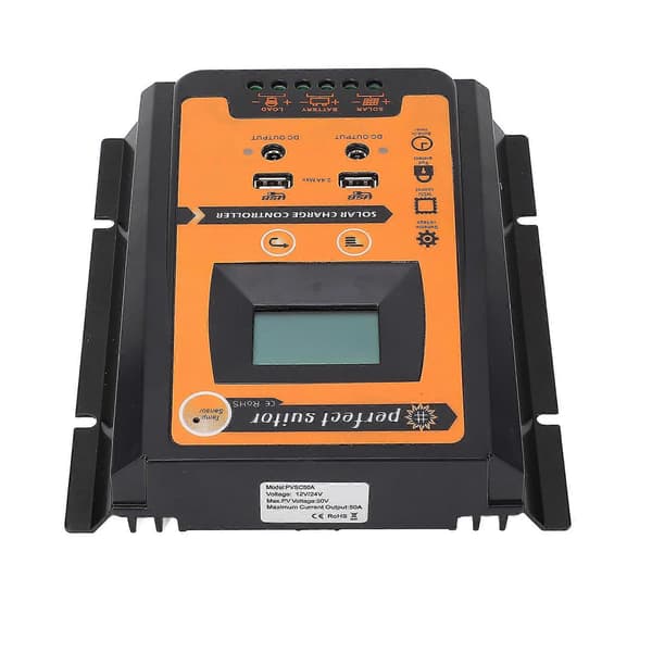 LCD Solar Opladningsafladningscontroller Solpanelregulator Dobbelt USB-udgang 12V 24V