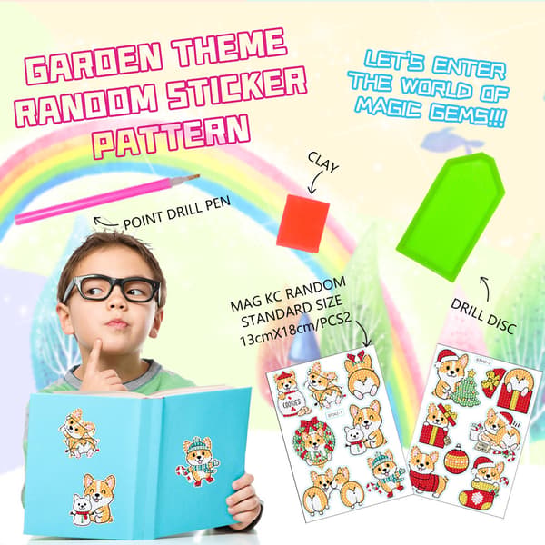 /#/[14 stykker] Diamantmaling for barn (Julevalp) 5D Diamon/#/