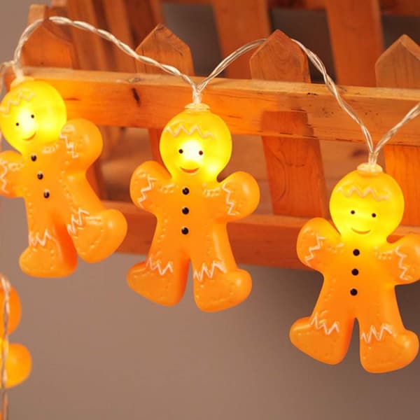 Varme hvide honningkagemand lyskæder kan bruges til fest, g