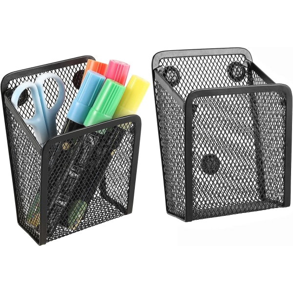 Magnetisk pennhållare, 2 fack Mesh pennkorg Rectangle 2pack