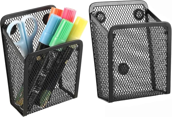 Magnetisk pennholder, 2 rom Mesh pennkurv Rectangle 2pack