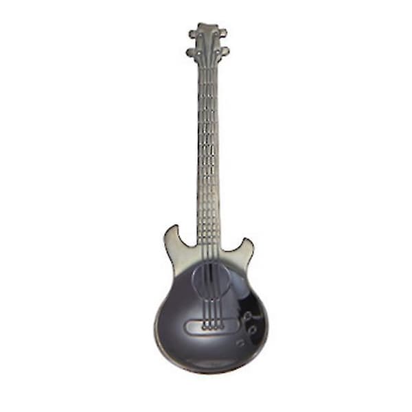 7 stk/sæt Rustfrit stål guitar teske Dessert skeer