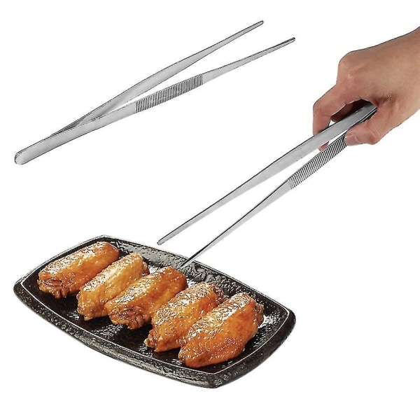 2st 12,5/16/20/25/30 cm tandad pincett i rostfritt stål Lång mattång Grill grillverktyg 30cm