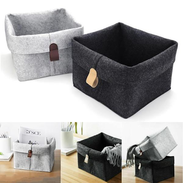 Filt Förvaringskorg Garderob Leksaksboklåda Organizer Light Grey One Size