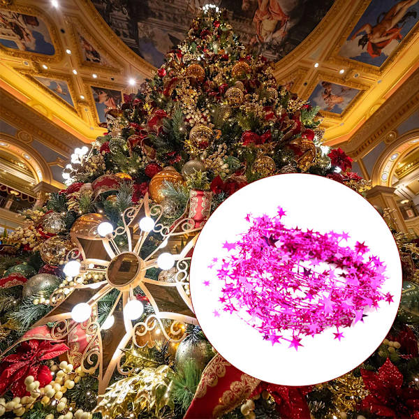 2 rullar Sparkly Star Tinsel Girlander med tråd till jul rose Red