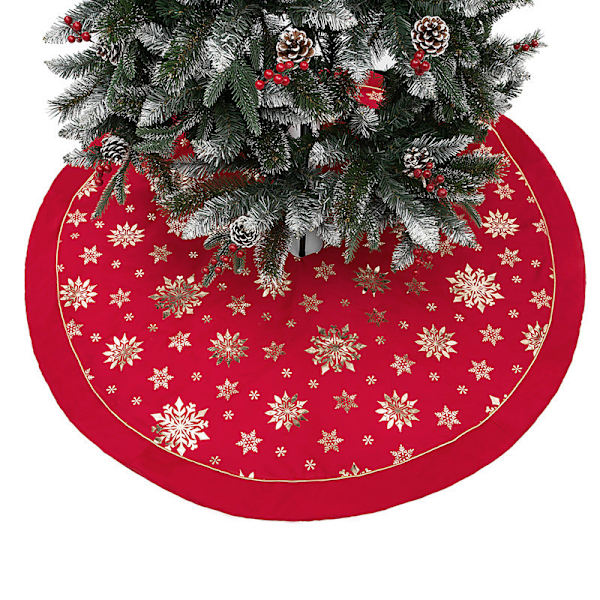 48\" suuri joulukuusenalus Bronzing Snowflake, punainen