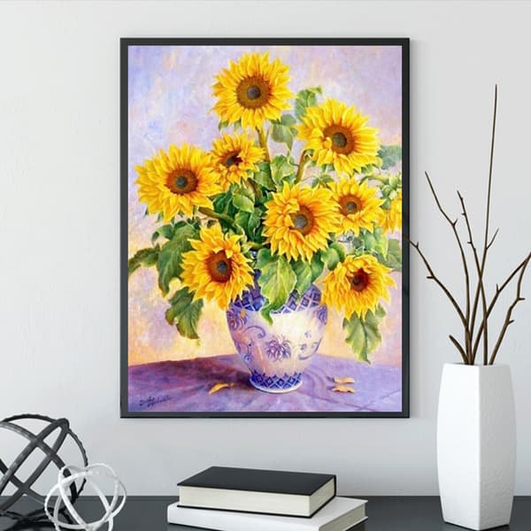 30x40cm 5D DIY Diamantmaling Full, Fullboret Solsikke, DIY D