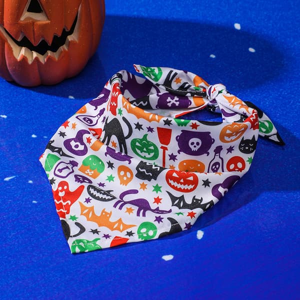 Koselig Halloween bomulls-teppe hund trekant skjerf - Halloween A