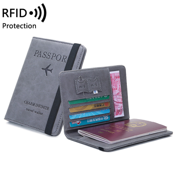 RFID passväska Reseläderfodral Case svart black