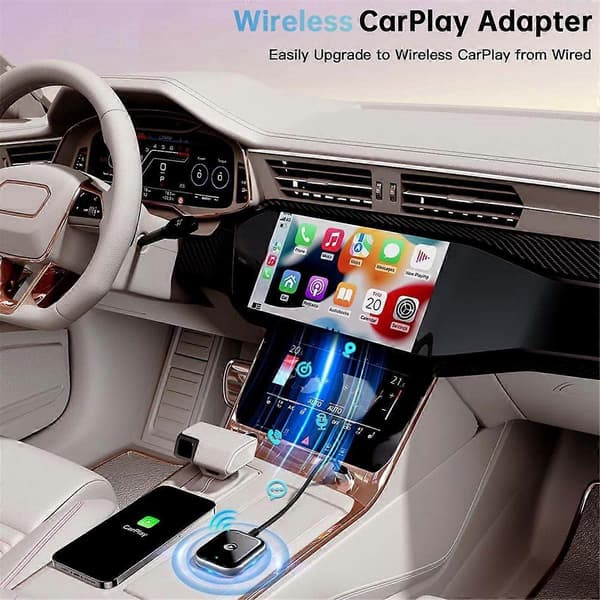 2-i-1 trådløs CarPlay-adapter Kablet til trådløs adapter Bil AI-boks Plug & Play Mini CarPlay-adapter Svart