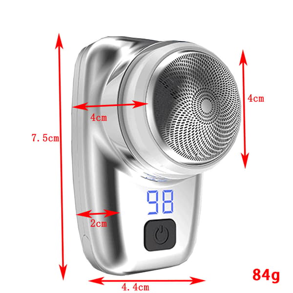 Mini Skäggtrimmer Digital Elektrisk Rakhyvel Skägg Trimmer för Män Resor silver