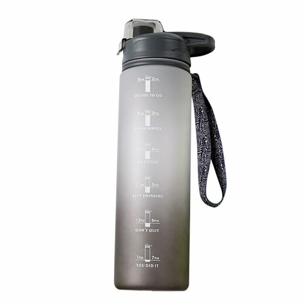 Time Marker 1L extra stor gymflaska med halm-vattenflaska Black