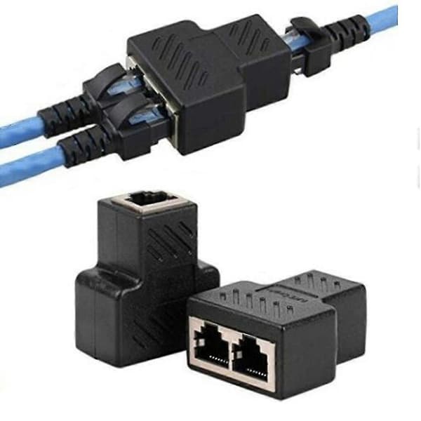2 stk. internetkabelsplitter Ethernet RJ45-kabel dobbeltportstik netværkskabelopdelingskonverter