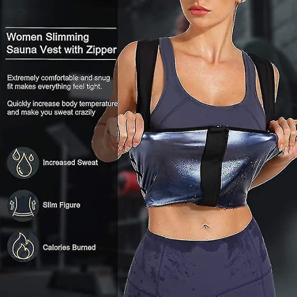 Badstue dress for kvinner waist trainer for dame svette linne Shaper for kvinner med glidelås Blue M