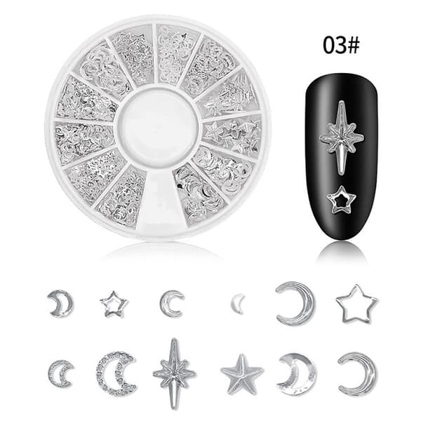 Nail Studs Hollow Metal Moon Star