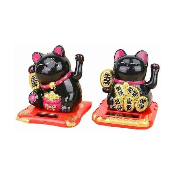 Solar Lucky Cat Statue og andet dekorativt objekt med vinkende arm kat Maneki Ne