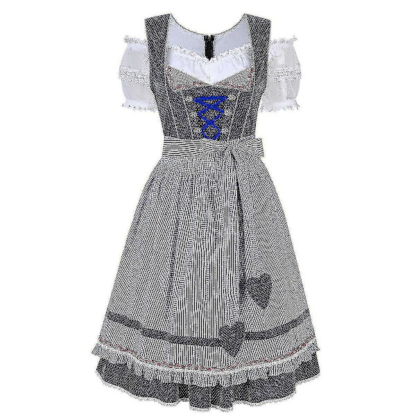 Dirndl-mekko saksalainen Oktoberfest baijerilainen olut Wench -asu apujuhlat Z X Dark blue M
