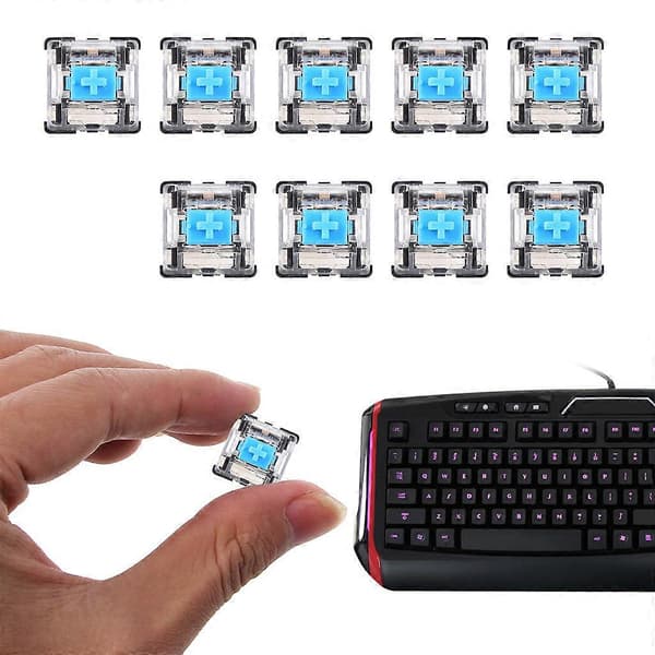10 stk. 3-bens mekanisk tastaturkontakt blå til Cherry MX tastaturtester-sæt