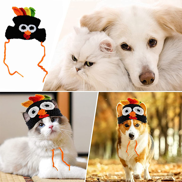 Kattdräkt kalkonhatt Halloween Thanksgiving Party Handgjord Black S
