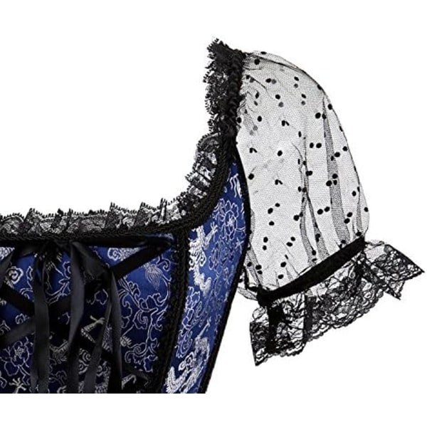 Korsetit naisille Overbust Bustier Top Gothic Sexy Shoulder 8108blue 4XL