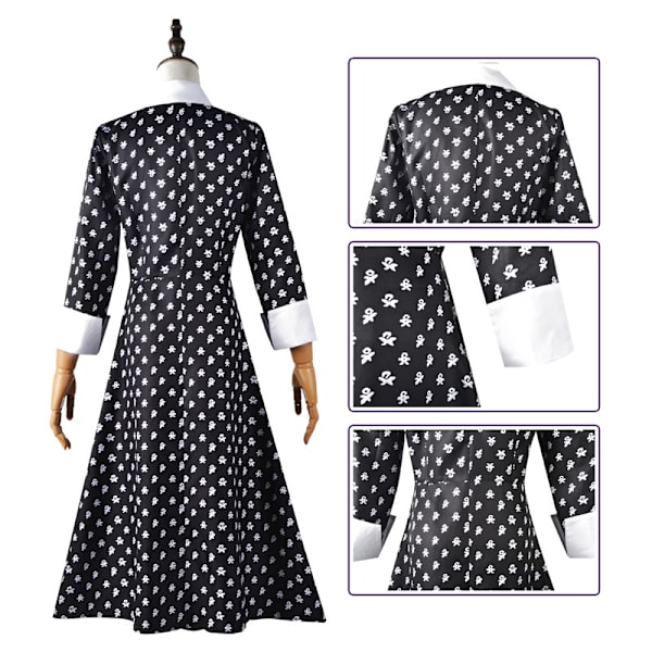 Naisten Wednesday Addams -mekko, Halloween-asumekko Style 4 M