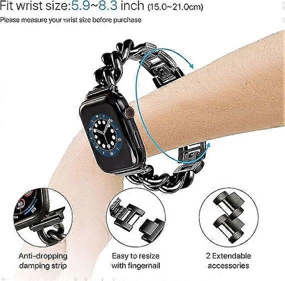 Kompatibelt Apple Watch-rem, Cowboykæde Apple Watch-rem, Rustfrit stål