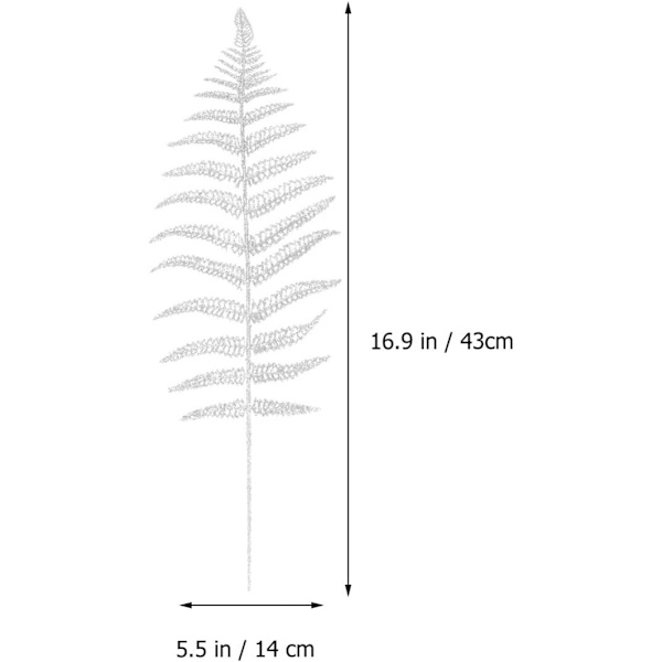 12 st Julglitterblad Faux Boston Fern Bush Tropiska löv Dekoration Bröllop Jul Blomsterarrangemang Kransprydnad