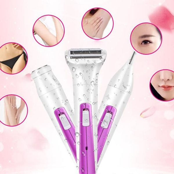 Elektrisk epilator för kvinnor - intim baddräkt för ansiktsögonbryn och ben - 3 i 1 trimmer rakhuvud - lång varaktighet 60 min - slöja