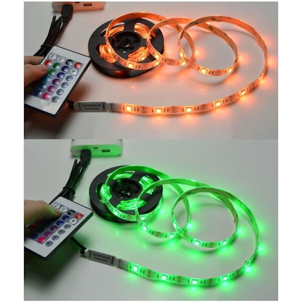 HANBING Colorful LED Strip Light USB Color Background Light Strip (1 Meter + Controller + 24 Key Remote)