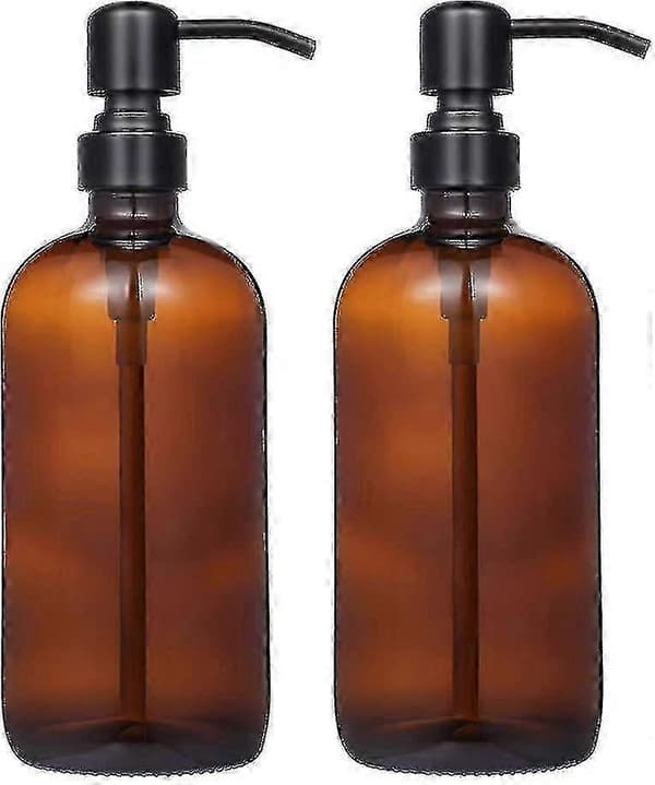 2-pakning tykk ravfarget glass Pint Jar såpedispenser, Dispenser-Good
