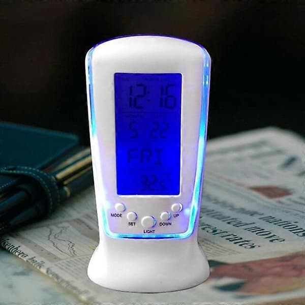 Mini Liten Väckarklocka LED Lysande Musiklarm Tyst Lat Elektro