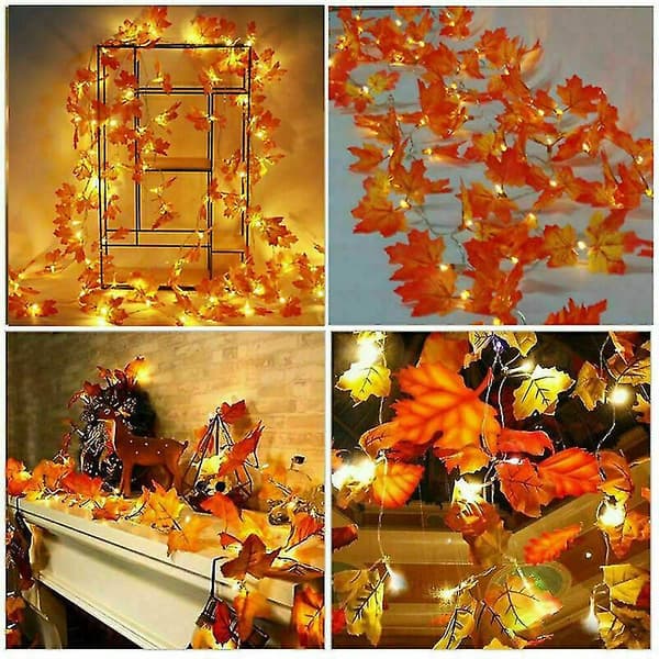 Led Lönnlöv Höst Garland String Ljusinredning Halloween Juldekor 3M 20LEDS
