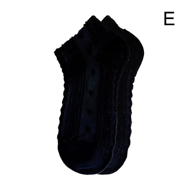 Dam Sommar Tunna Blomstersockor Svartvita Korta Ankelstrumpor Black one size