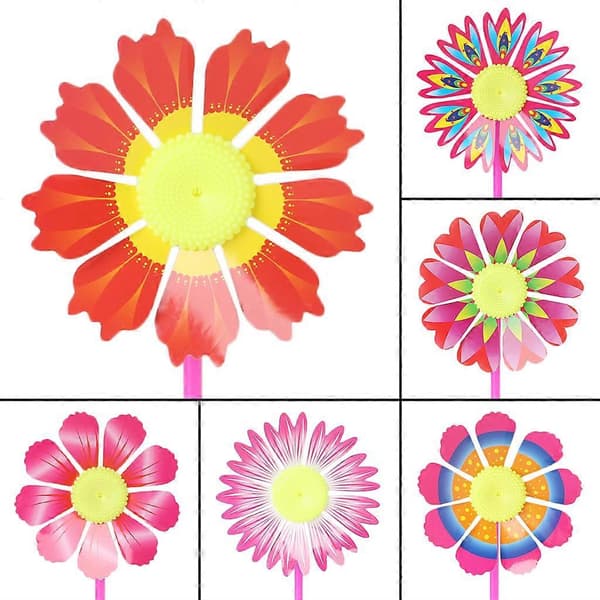 10 stk vindmølle barneleker solsikke hagepynt fargerik utendørs spinner
