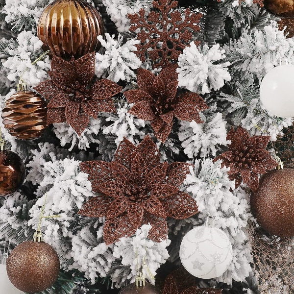 36 bitar glitter julstjärna blommor julgransprydnader. Glittrig julstjärna buskar jul
