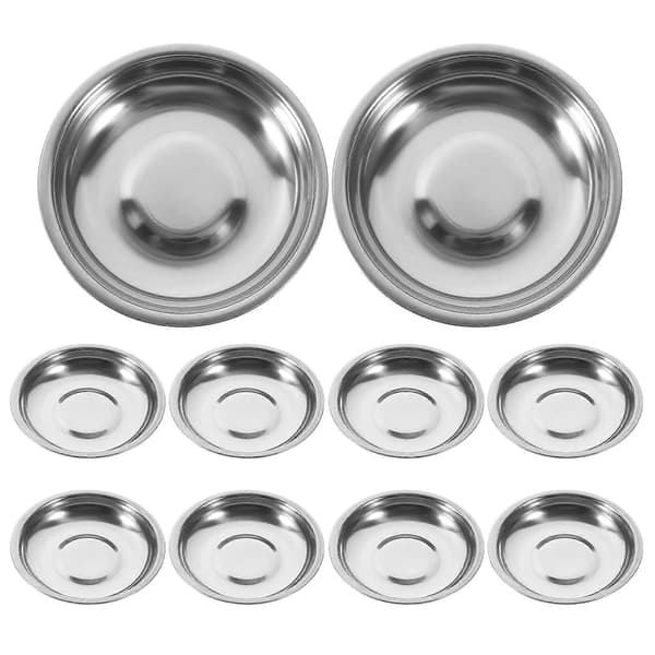 10 stk Runde skåler i rustfritt stål for saus, sennep og forretter (10 cm)
