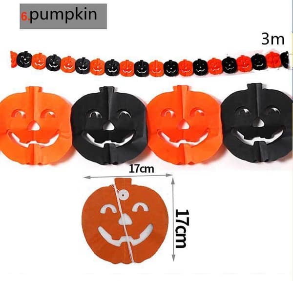 Halloween - Dekorasjoner - Girlander - Gresskar, spøkelser - 3m MultiColor Nr - 3