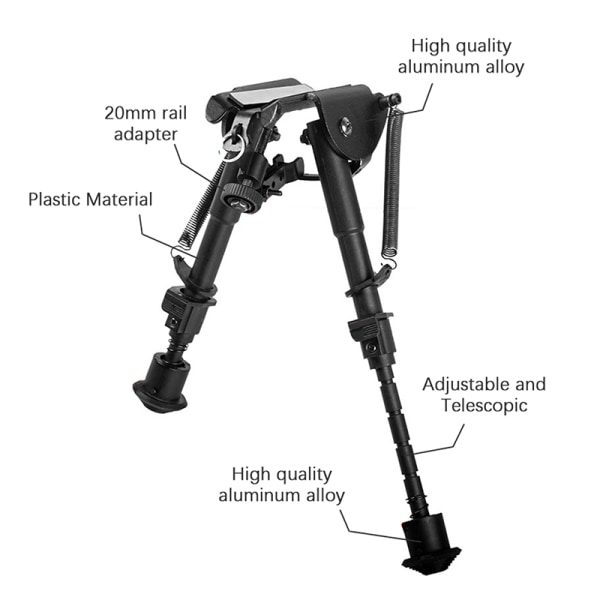 Airsoft Rifle Bipod 6~9 tums teleskopstativställ Passar 20 mm