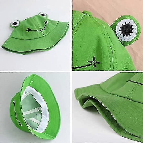 Fiskarhatt för kvinnor, groda, sol, unisex, vikbar, utomhus, sommar för camping, vandring, fiske, grön
