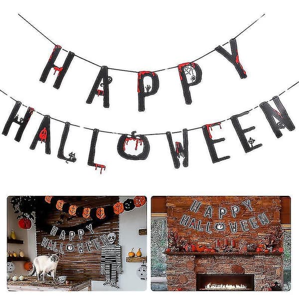 1 stk Halloween papirflagg for Halloween-dekor