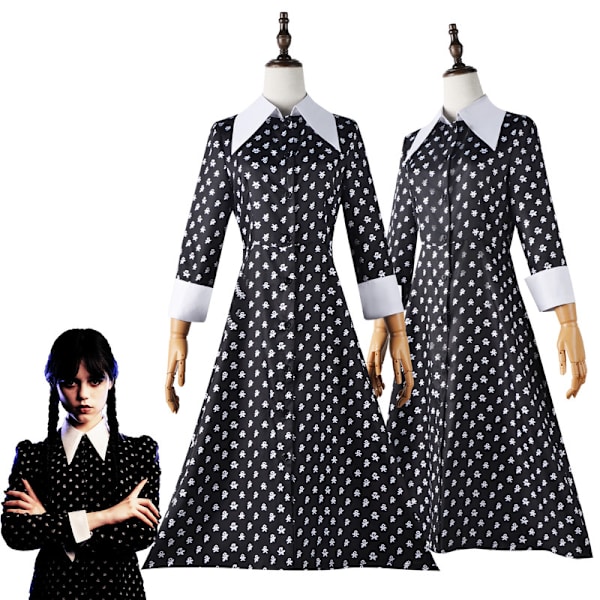 Naisten Wednesday Addams -mekko, Halloween-asumekko Style 4 M
