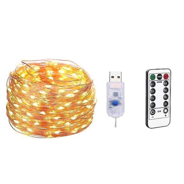 1. USB fjernkontroll juleferiedekorasjonslamper, LED kobbertråd Star Light String Warm light 2M