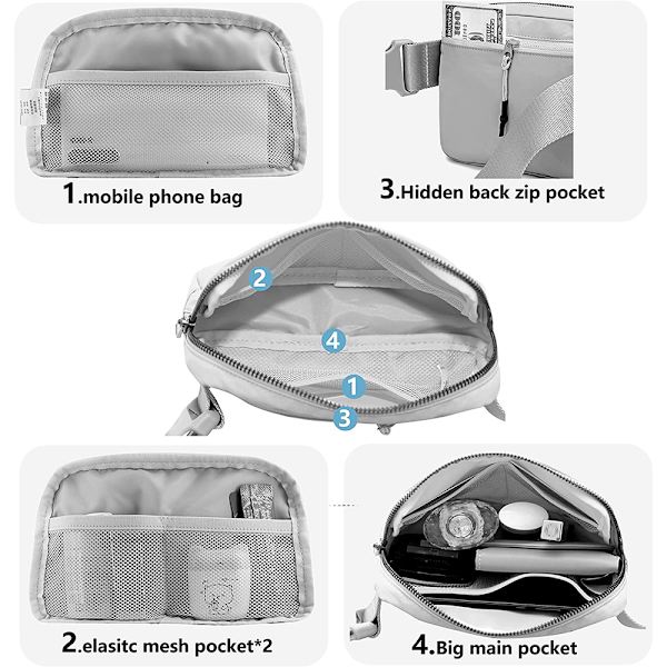 Fanny Bältesväska Midjepaket Crossbody-väskor Bumbag för löpning light grey