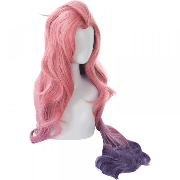 Anime Cosplay långhårsperuk, värmebeständig syntetisk peruk för Halloween, kostymtillbehör för vardagsfester (rosa lila gradient)