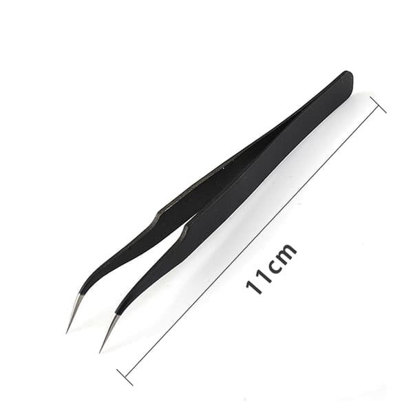 2 ST Pincet Nail Art Værktøj - Rustfrit stål Sort albue makeup